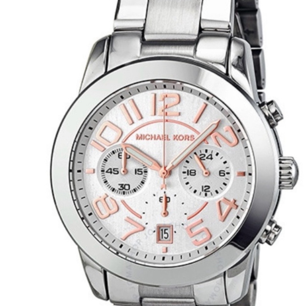 Michael Kors silver watch and rose gold watch 42mm